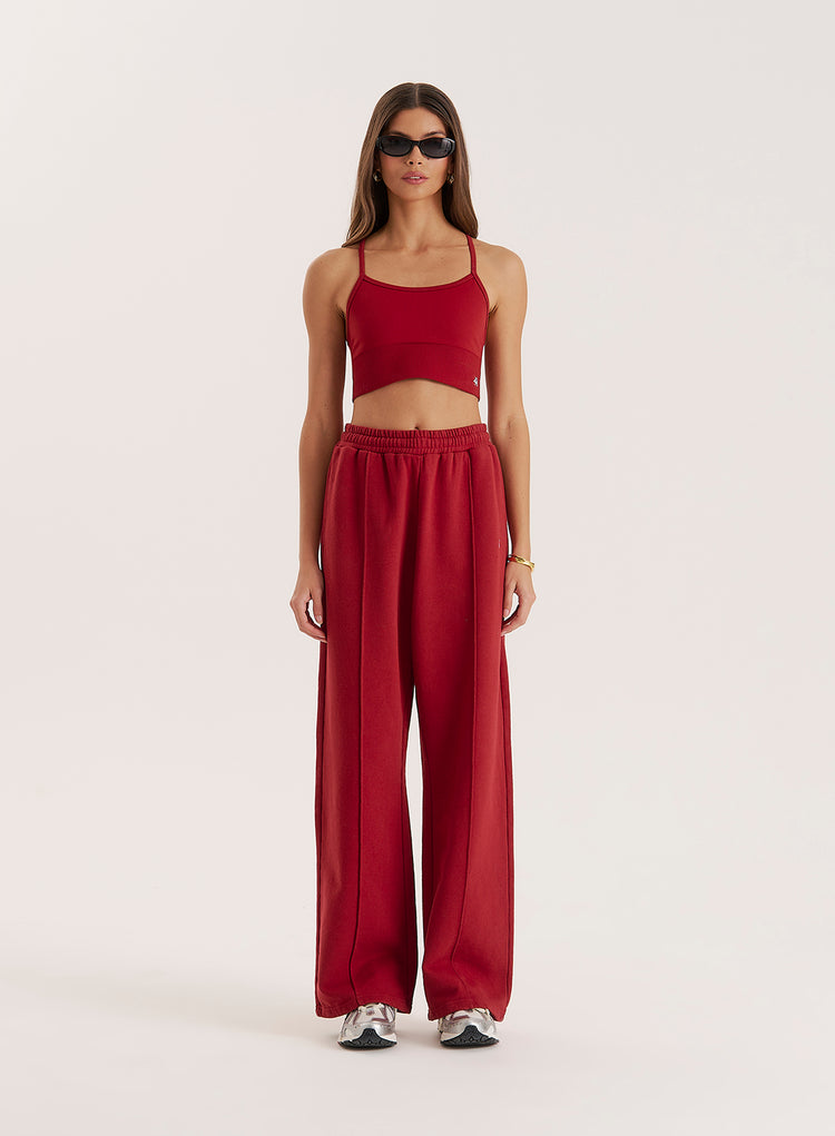 Red 4th Wide Leg Branded Joggers- Fergie