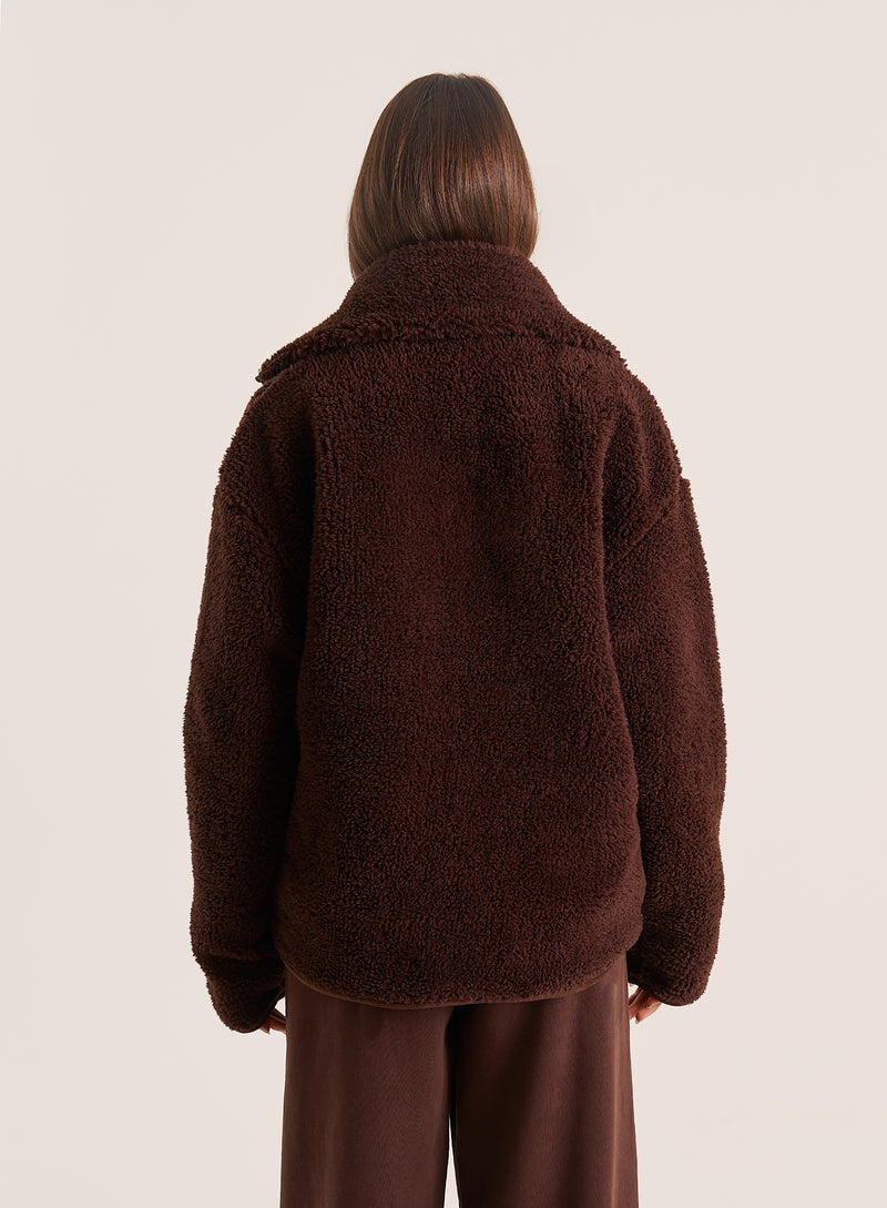 Chocolate Pocket Detail Zip Fleece Jacket