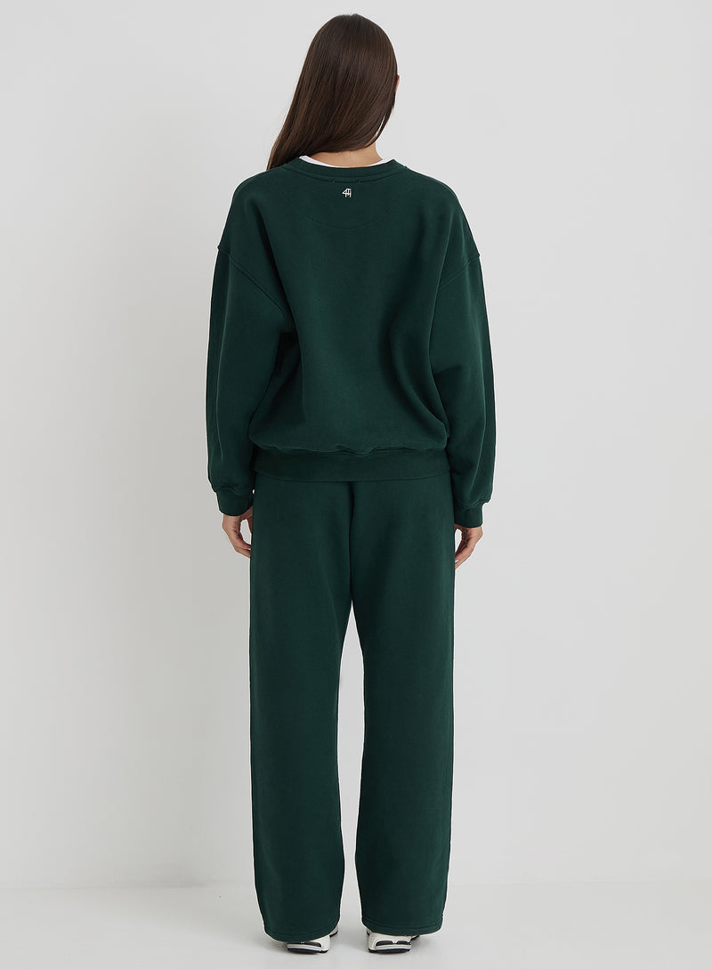 Green Fourth Varsity Relaxed Oversized Sweatshirt- Forrest