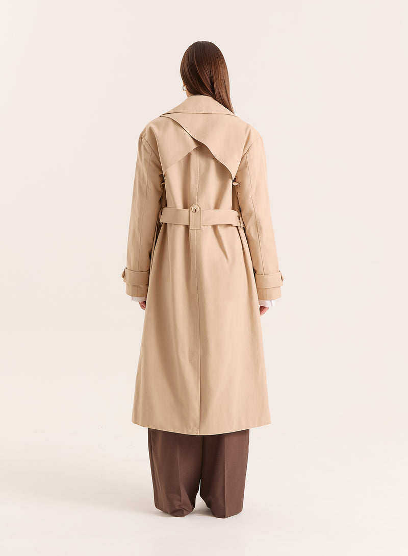 Beige Belted Trench Coat- Tabi