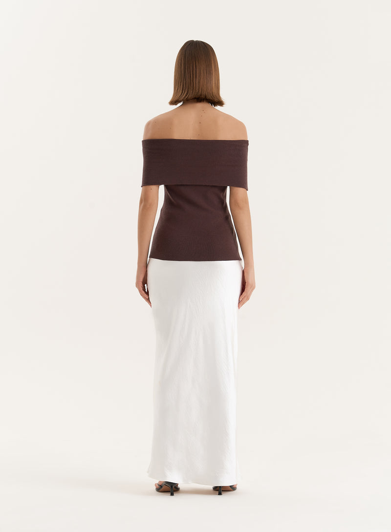 Chocolate Bandeau Longline Knitted Top- Marsha