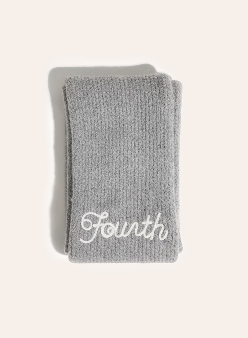 Grey Script Logo Knit Scarf
