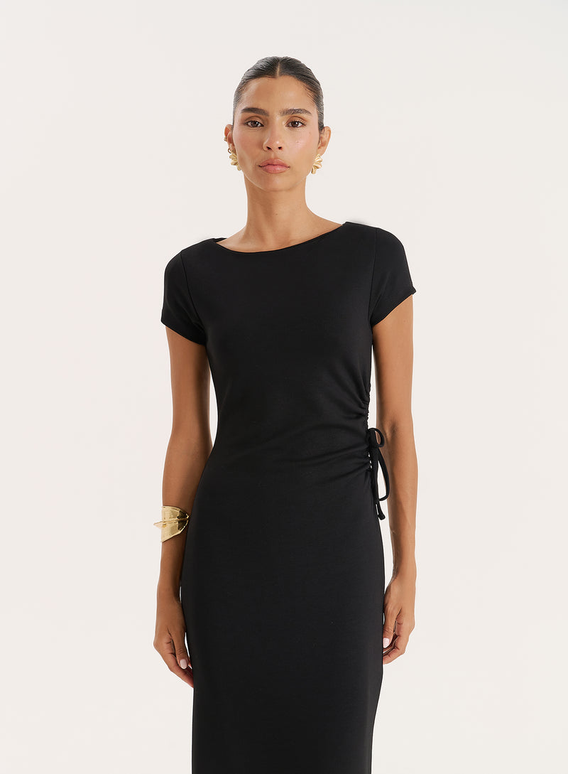 Black Jersey Cut Maxi Dress- Aleixo