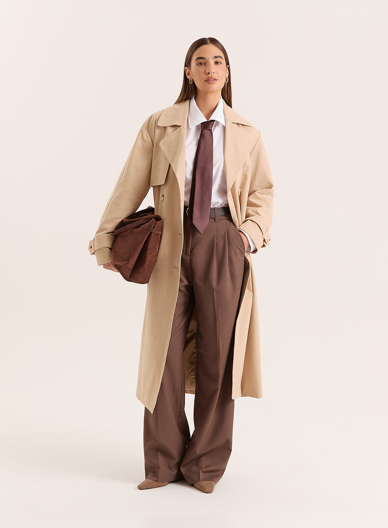 Beige Belted Trench Coat- Tabi