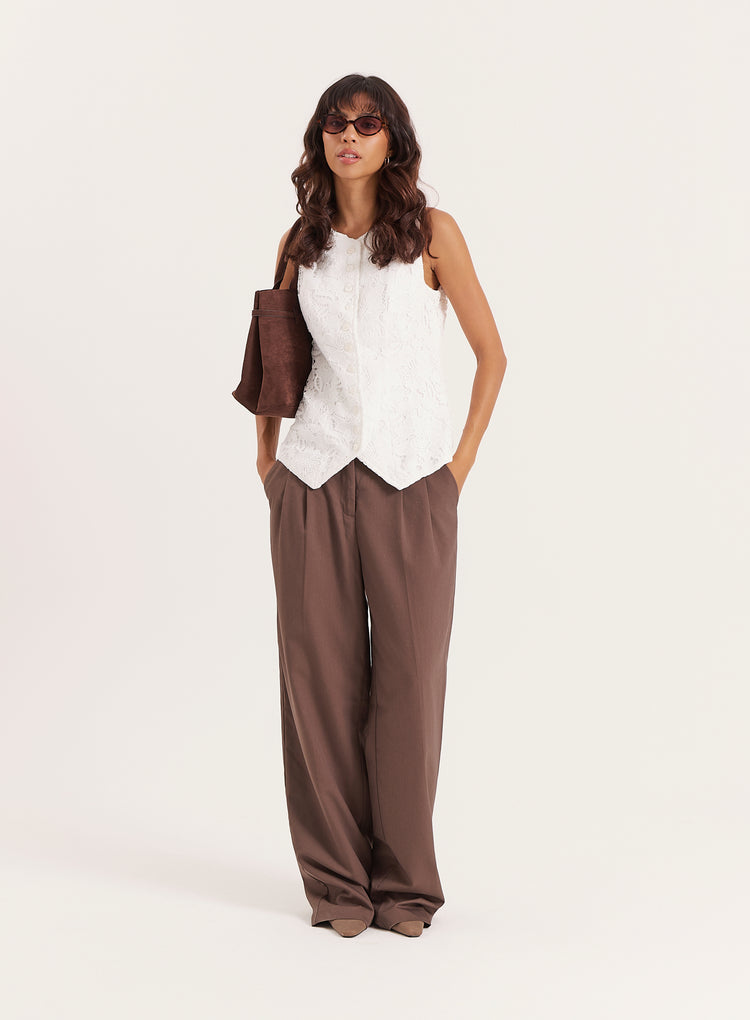 White Broderie Lace Waistcoat- Becki