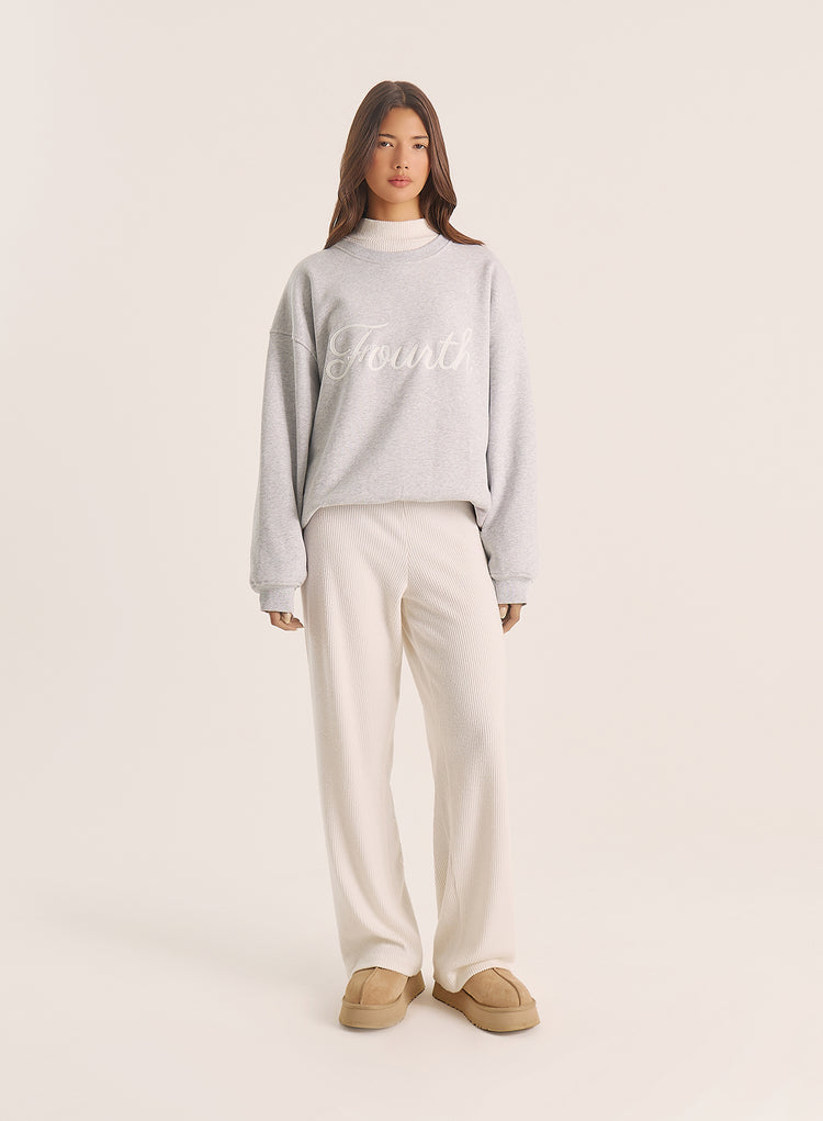 Light Grey Fourth Script Slogan Sweatshirt