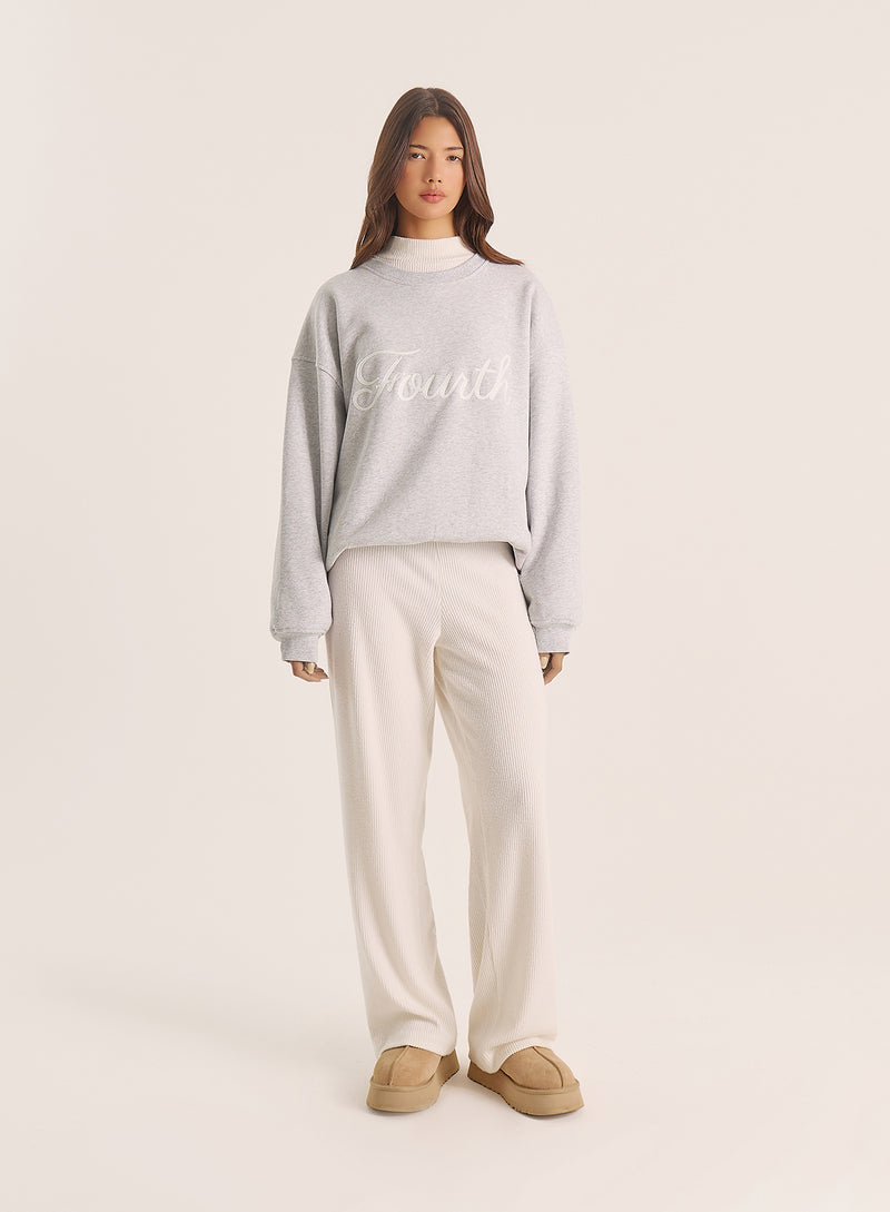 Light Grey Fourth Script Slogan Sweatshirt