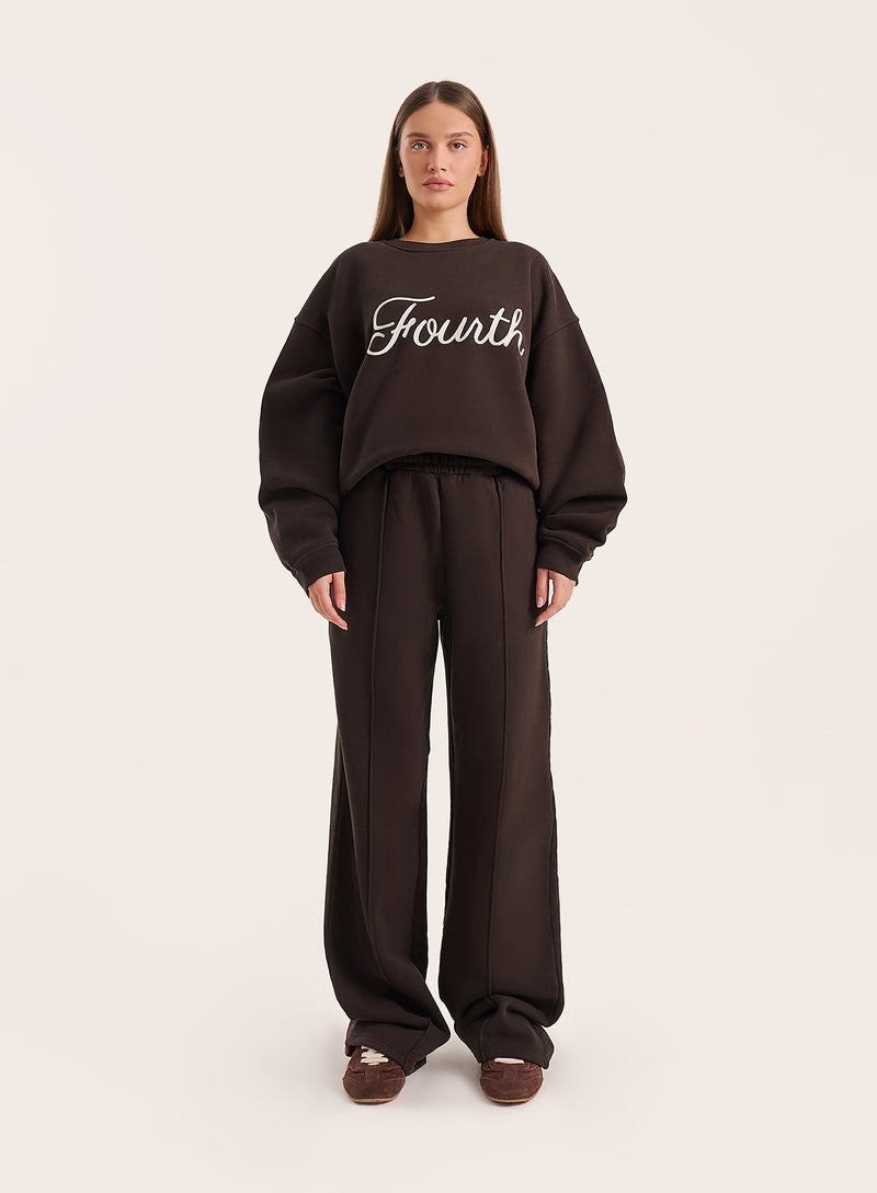 Chocolate 4th Wide Leg Branded Joggers
