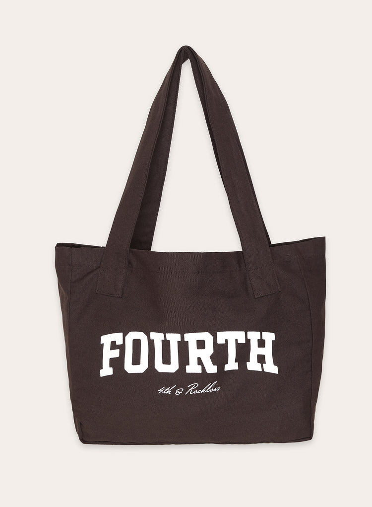 Chocolate Contrast Slogan Tote Bag- Rosie