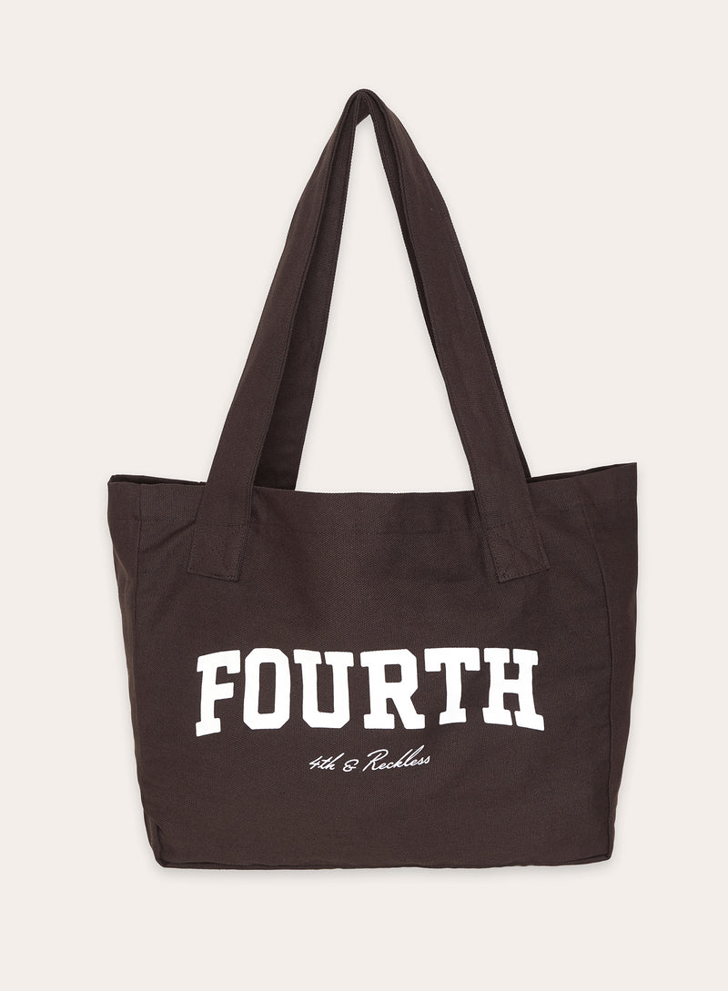 Chocolate Contrast Slogan Tote Bag- Rosie