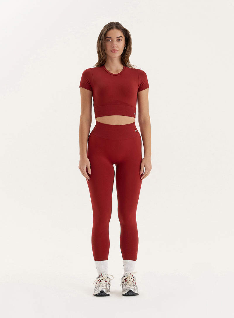 Red Seamless Gym Crop Top- Brogan