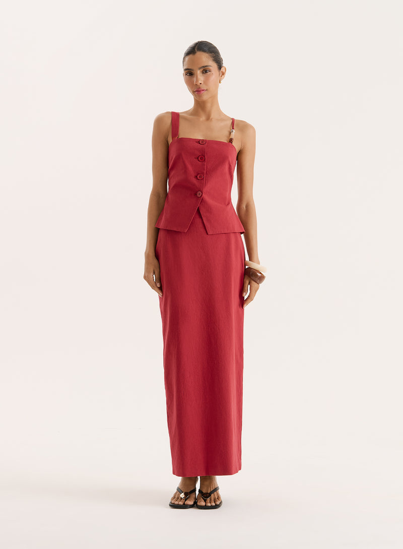 Rust Bead Strap Detail Split Front Top- Irisa