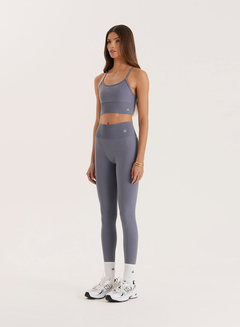 Grey Racer Back Seamless Sports Bra- Jenna