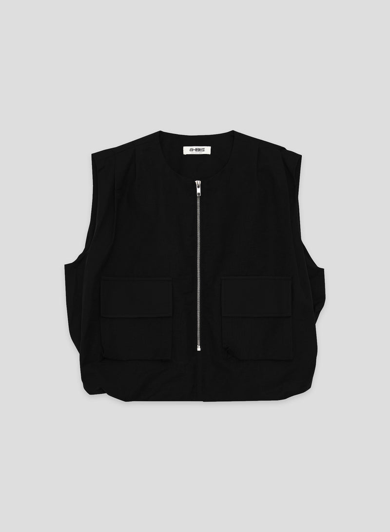 Black Drawstring Gilet- Sei