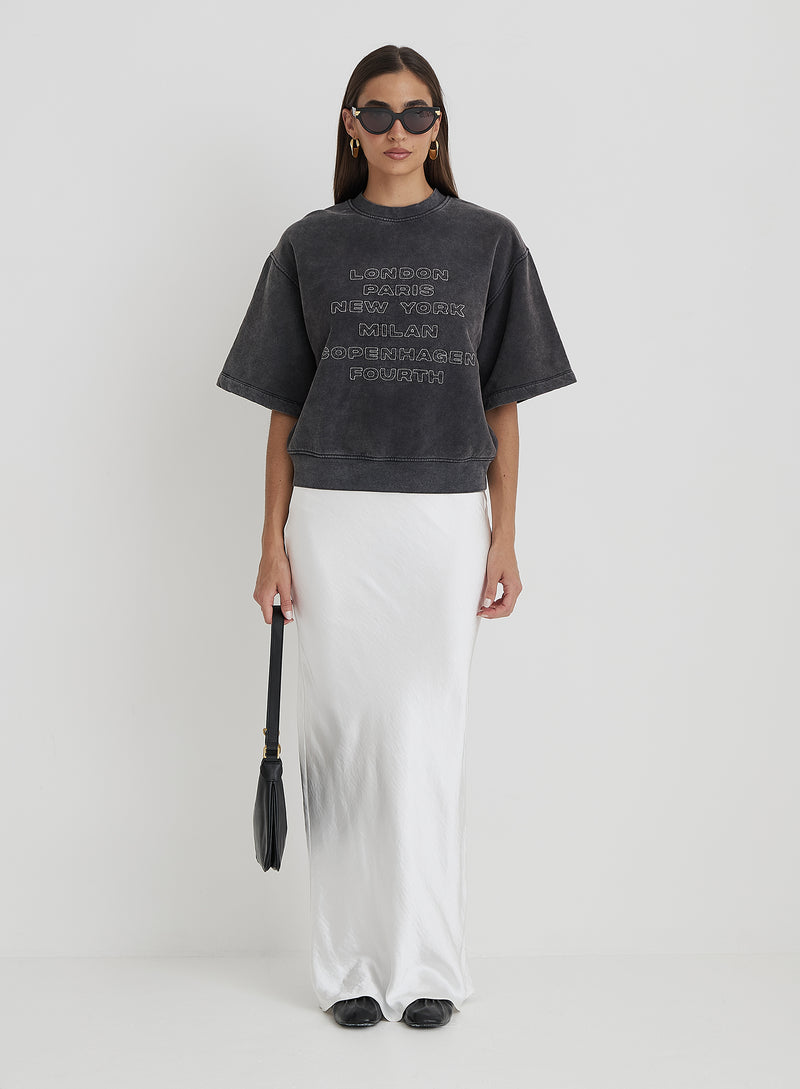 Charcoal Cropped Fashion Week T-Shirt- Christy