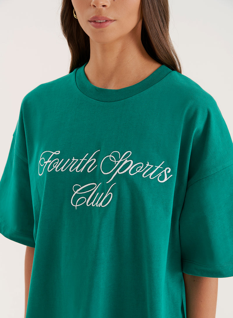 Green Sports Club Slogan Oversized T-Shirt- Estelle