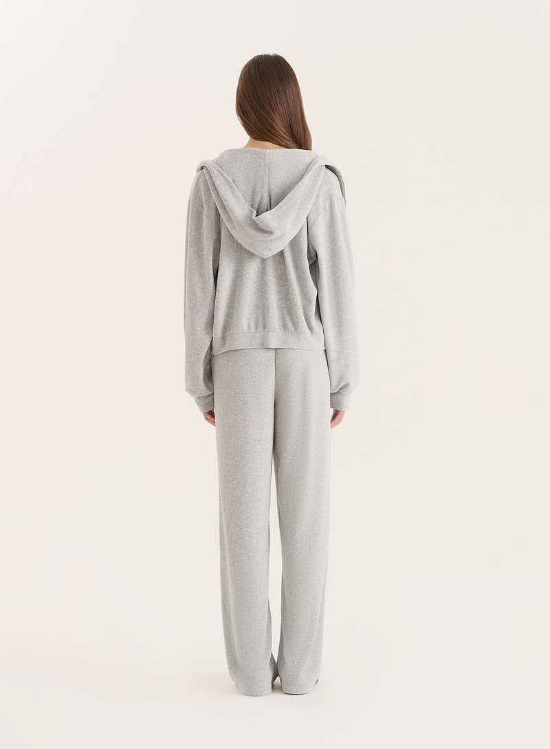 Grey Towelling Zip Hoodie- Livia