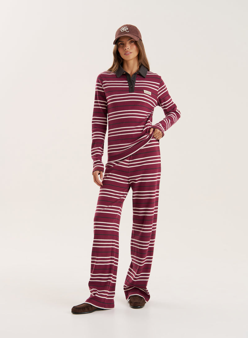 Multi Striped Ribbed Jersey Trousers- Liliana