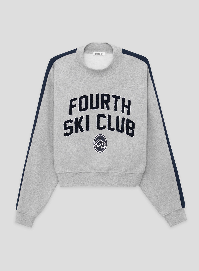 Grey Ski Club Slogan Cropped Sweatshirt- Betty