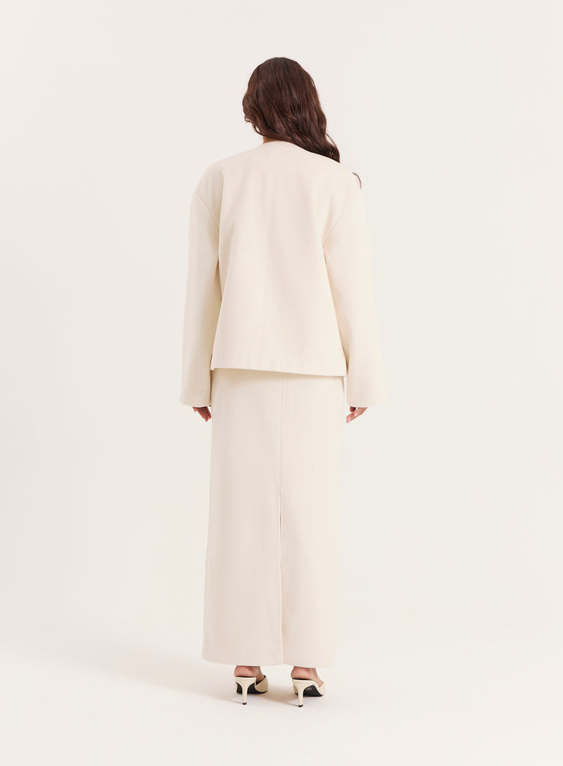 Cream Oversized Lapel Jacket- Shelly