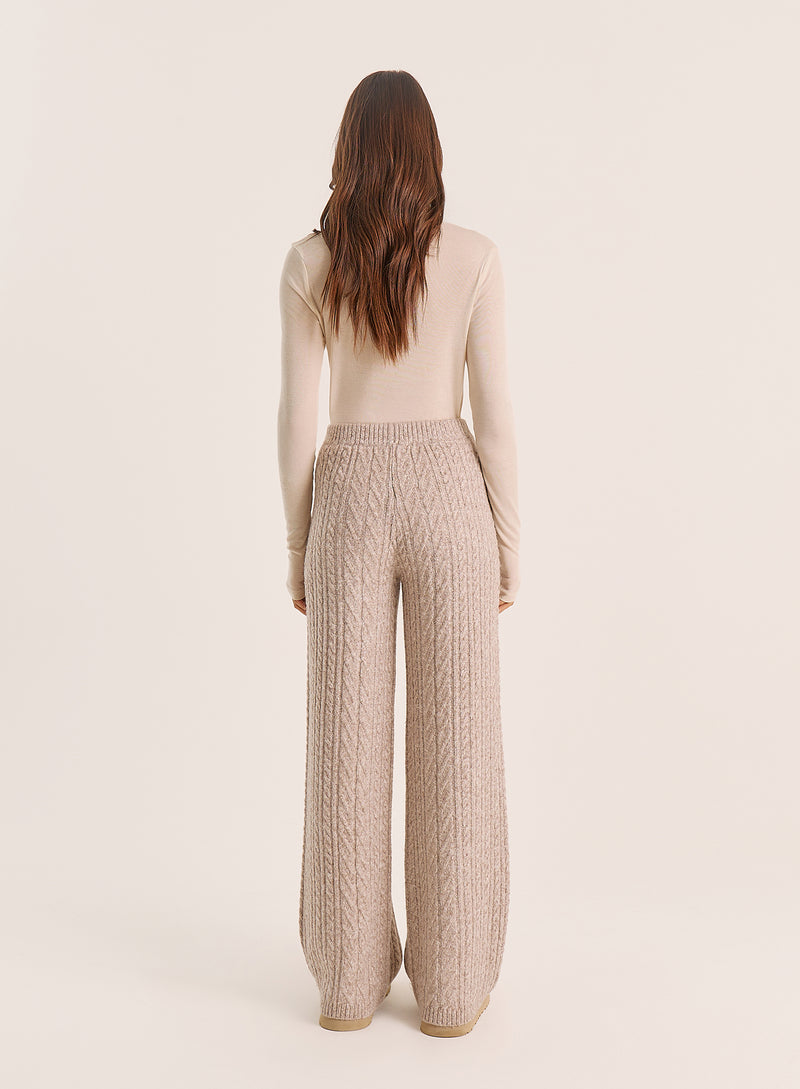 Taupe Cable Knitted Trousers