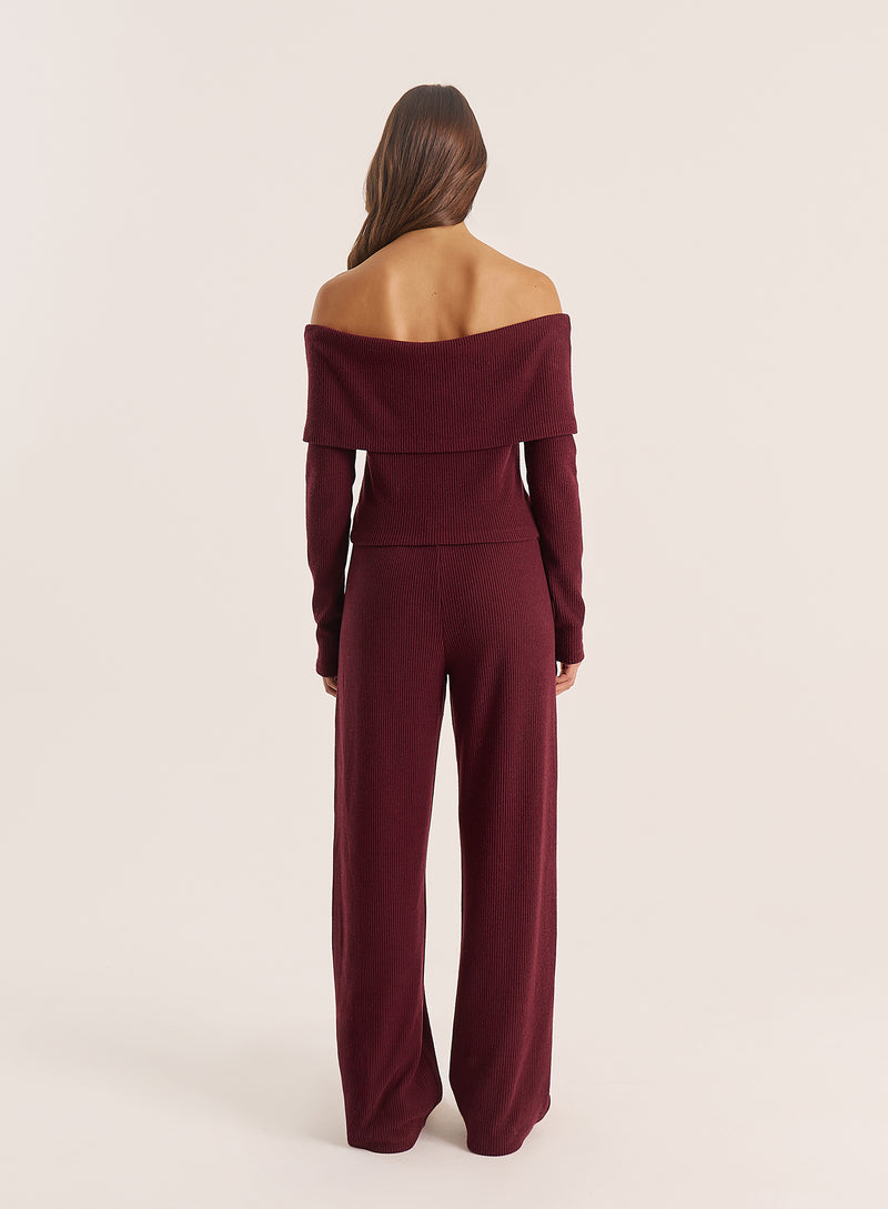 Dark Red Knitted Trousers