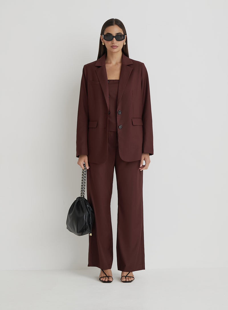 Burgundy Tailored Oversized Blazer- Crea