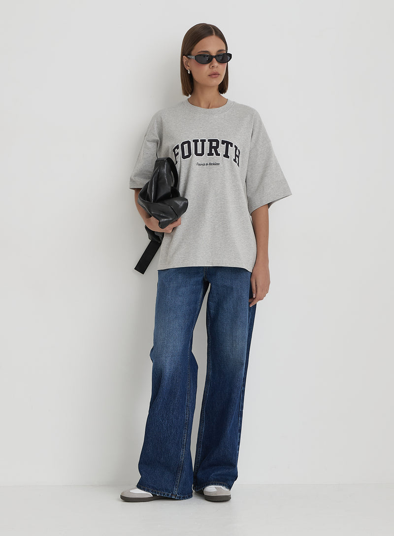 Grey Fourth Branded Oversized T-Shirt- Alice