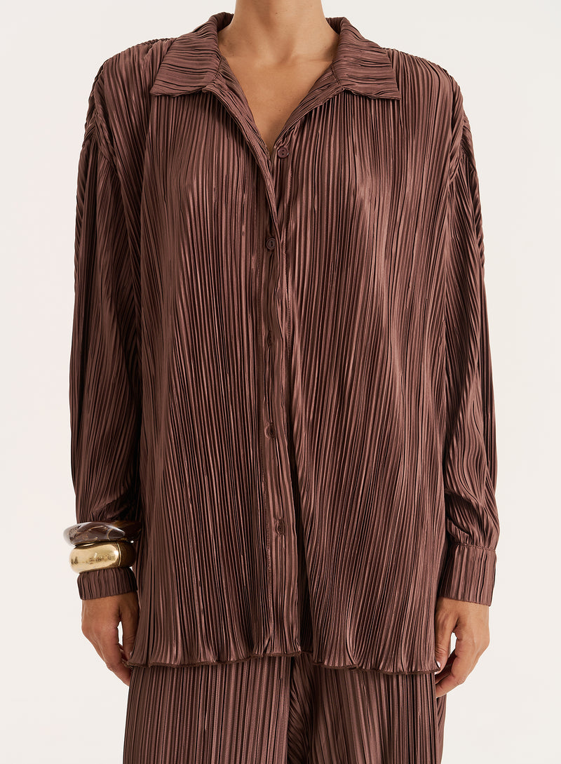 Chocolate Plisse Shirt- Palais