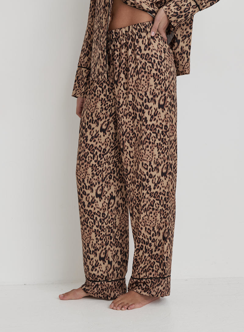 Leopard Print Satin Pyjama Trouser- Holly