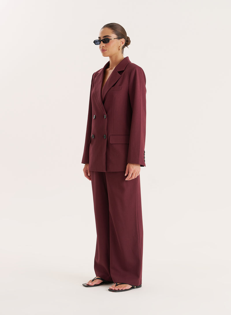Burgundy Tailored Oversized Blazer-Maggie