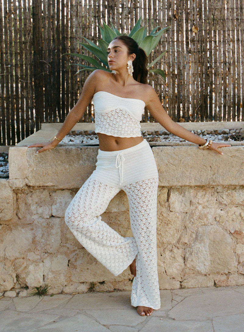 Cream Crochet Mix Trouser- Elena