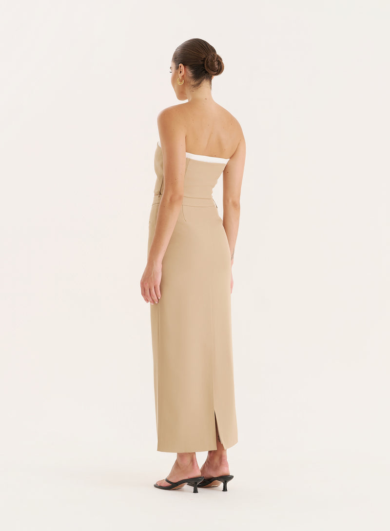 Camel Contrast Bust Detail Corset-Tatiana
