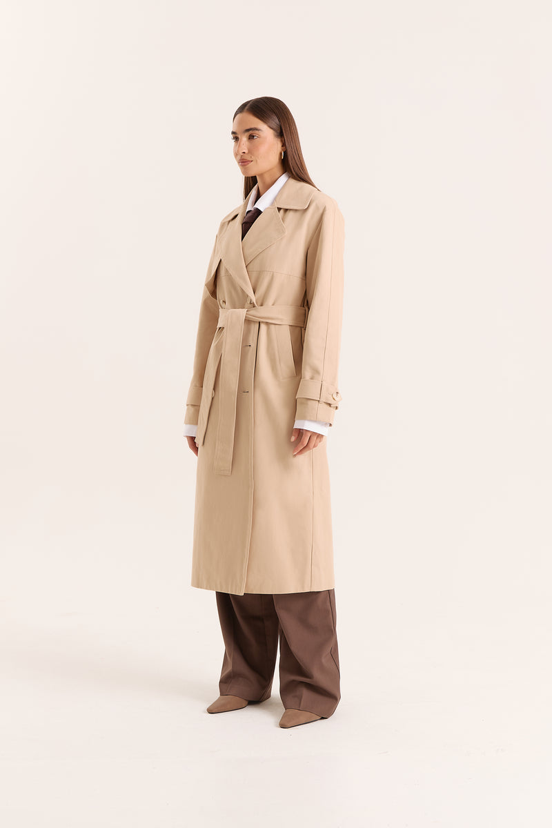 Beige Belted Trench Coat- Tabi