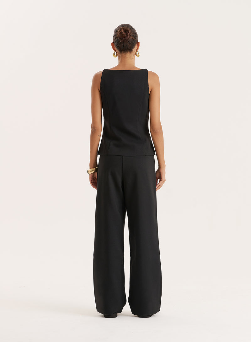 Black Tailored Wide Leg Trouser- Banksie