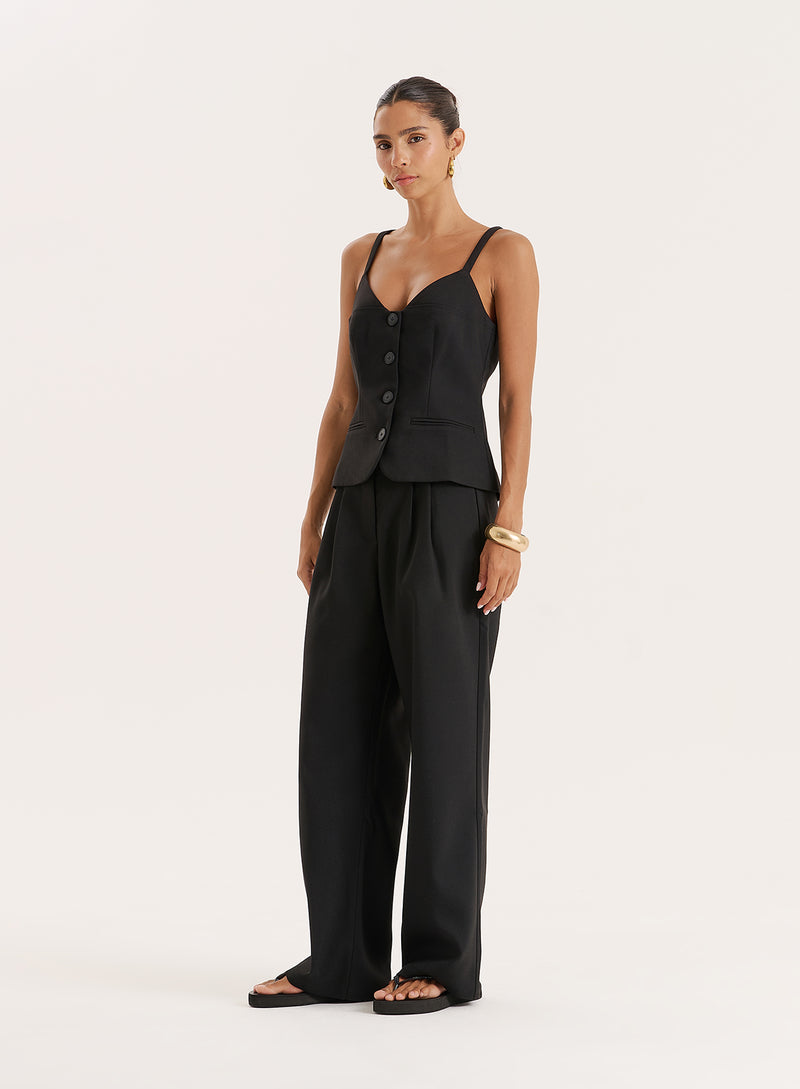 Black Tailored Wide Leg Trouser- Banksie