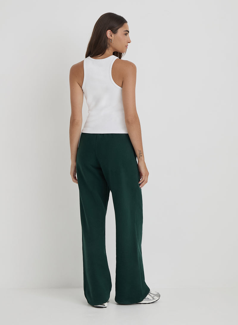 Green Fourth Branded Wide Leg Jogger- Forrest