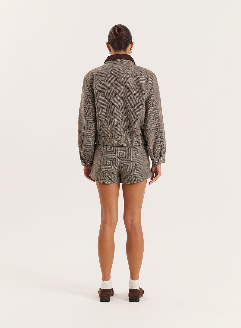 Brown Check Mini Shorts- Ingrid