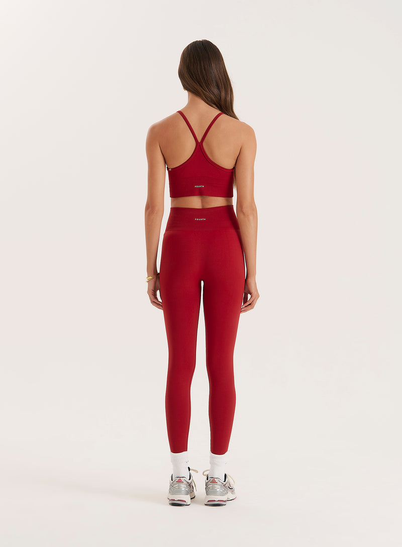 Red Racer Back Seamless Sports Bra