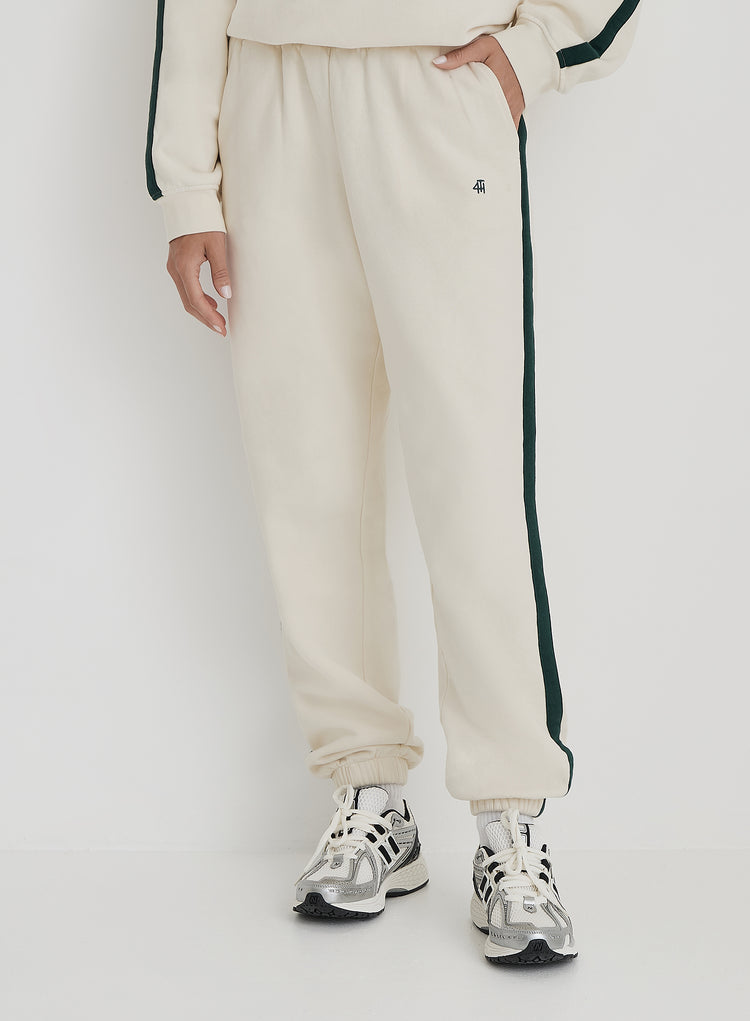 Cream 4th Branded Contrast Trim Jogger- Sloane