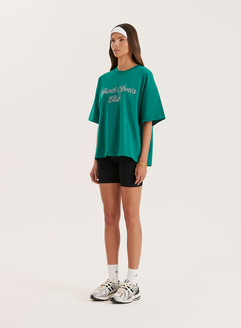 Green Sports Club Slogan Oversized T-Shirt- Estelle