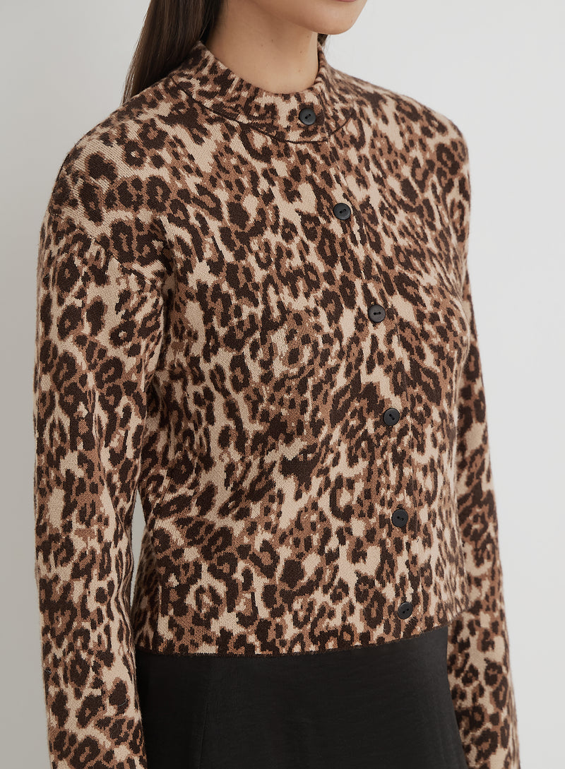 Leopard Print Knitted Cardigan- Drew