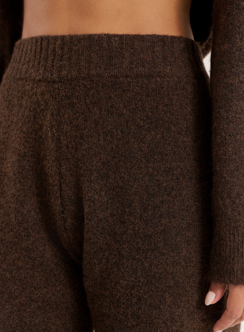 Chocolate Knitted Straight Leg Trousers- Brady