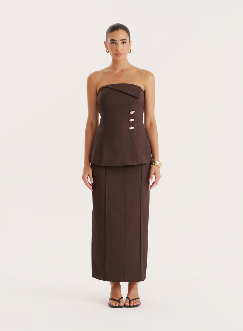 Chocolate Foldover Bandeau Top- Stanley