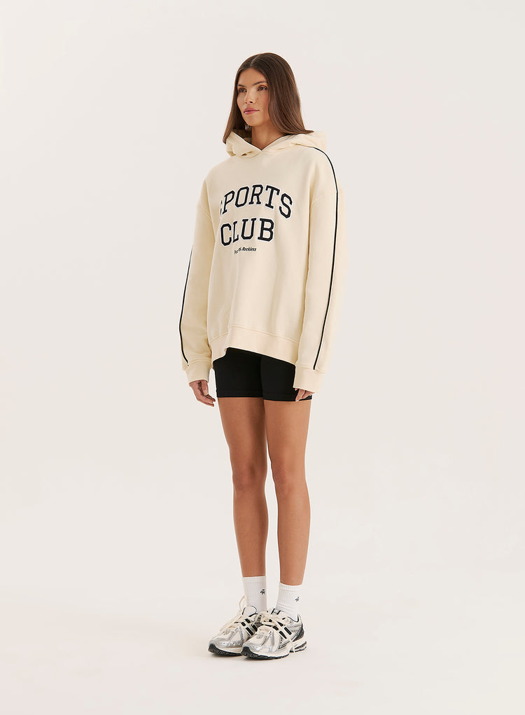 Cream Sports Club Slogan Oversized Hoodie- Lille
