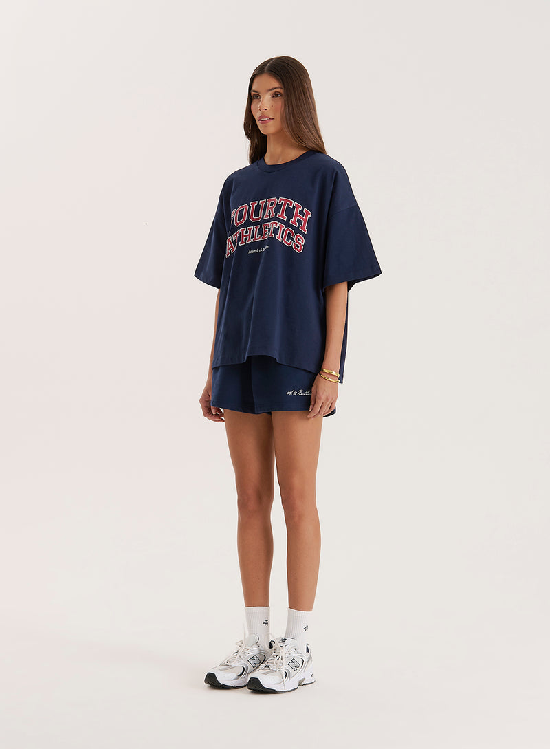 Navy Fourth Athletics Oversized T-Shirt- Siobhan