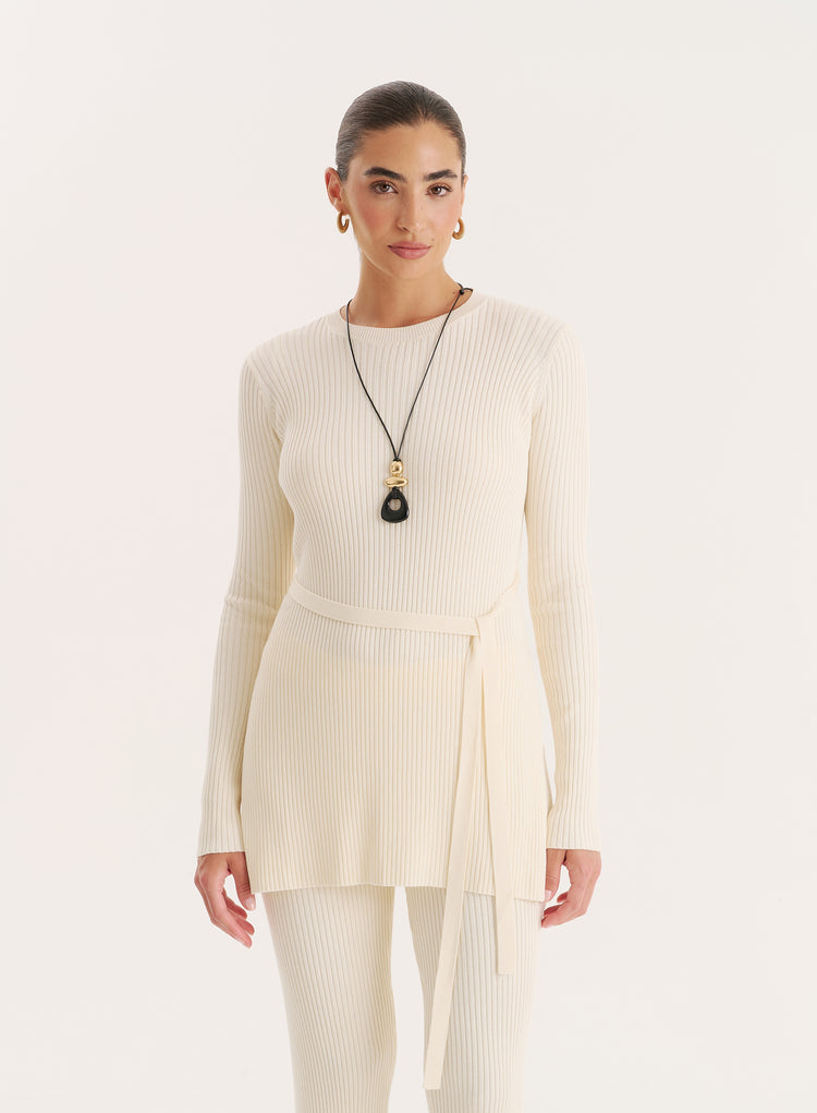 Cream Knitted Top-Louie
