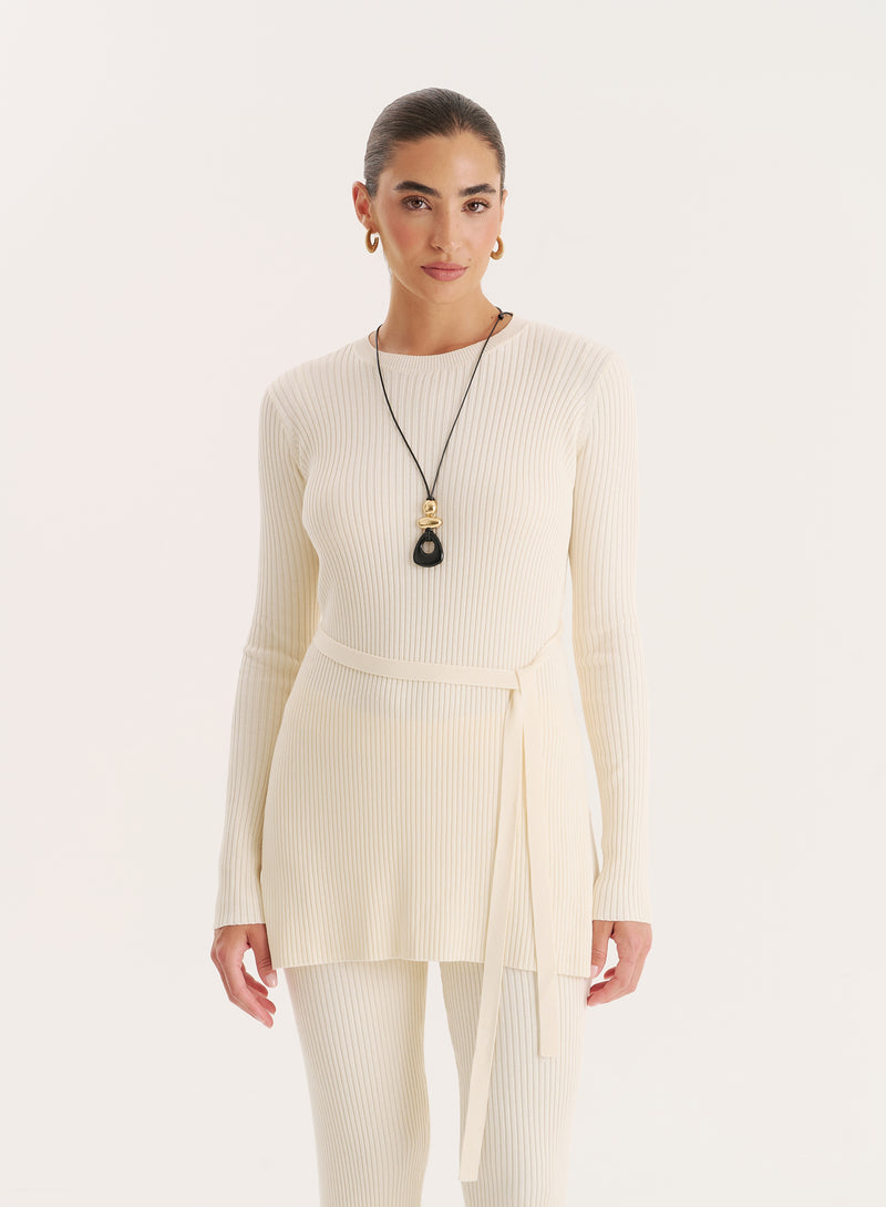 Cream Knitted Top-Louie