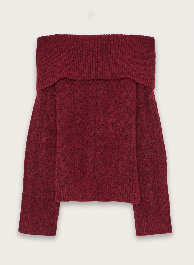 Burgundy Knitted Foldover Bandeau Top