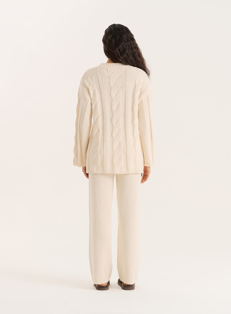 Ecru Fine Knit Trouser- Leonor